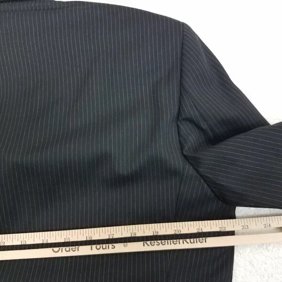 NEW Stafford Signature Men's 40 Regular Wool Blazer Suit Jacket in Black Stripe